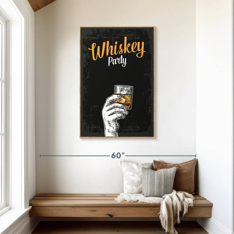 Whisky Party, Cadre flottant en bois naturel, 29" x 43"
