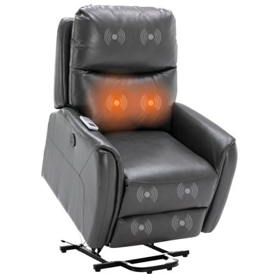 Fauteuil inclinable électrique électrique avec massage et chaleur pour personnes âgées, positions infinies, poches latérales et 2 ports USB
