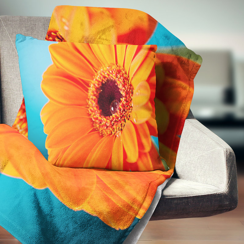 Coussin de fermeture à fleur flowerswork en cascade gerbera, 16 po x 1 po, Coussin décoratif