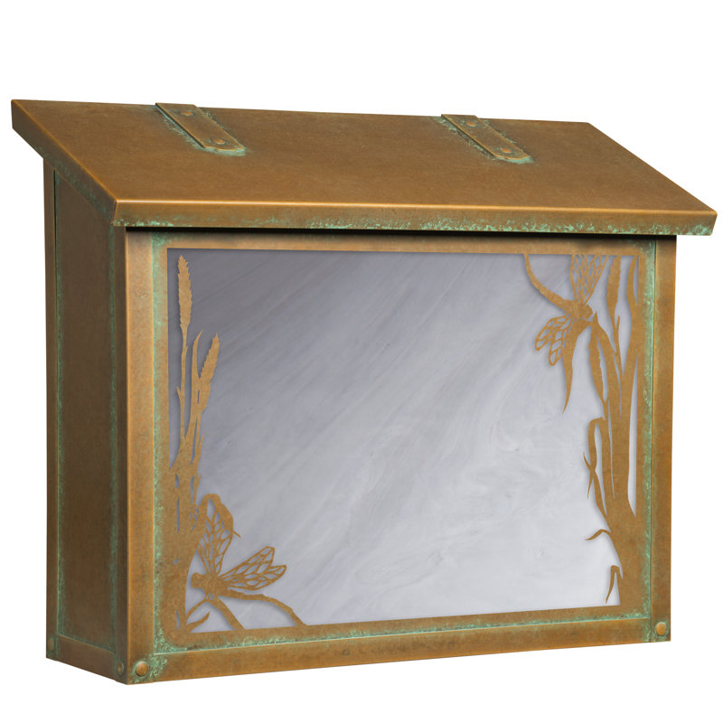 Brass Wall Mounted Mailbox, Wispy White, New Verde
