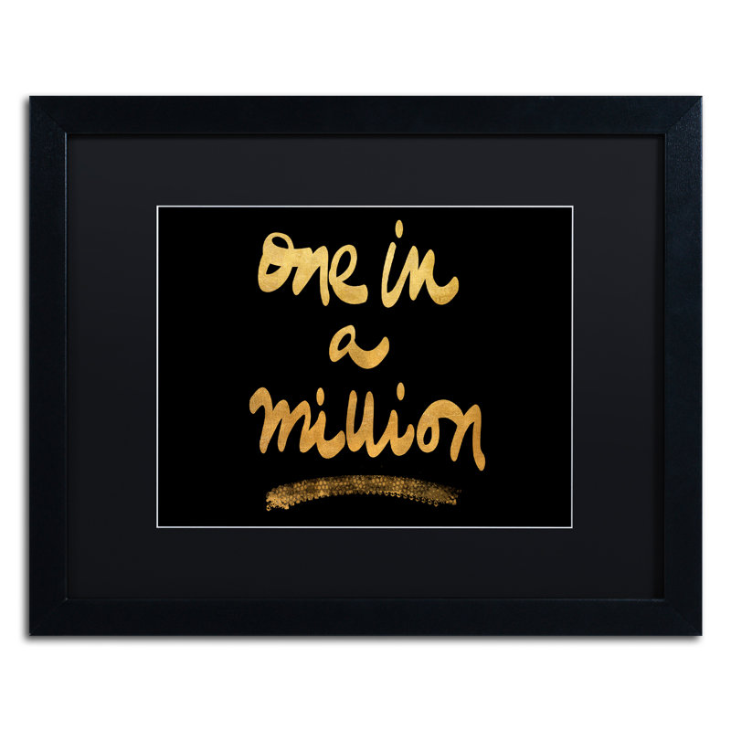 « millions sur noir », art textuel encadré, Noir, H 16 po x l 20 po x P 0,5 po