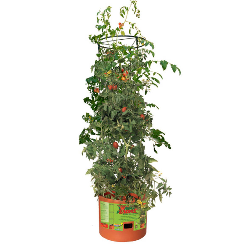 Hydrofarm Tomato Barrel Pot Garden Planting System with 4 Foot Trellis Tower