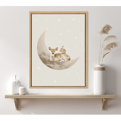 On the Moon by July Art Prints Framed Canvas Wall Art Print