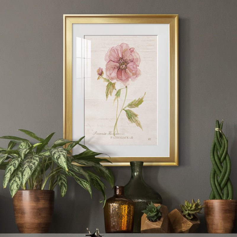 Soft Peony - peinture sur toile encadrée, Or, H 30,5 po x l 22,5 po x P 1 po