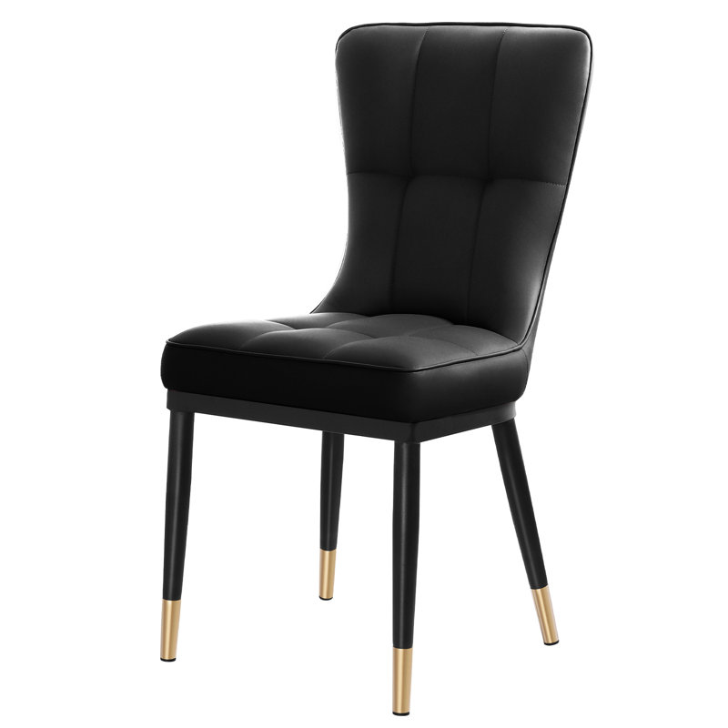 Modern Upholstered Dining Chair with Metal Frame, Black