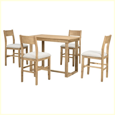 Ensemble de table de salle à manger 5 pièces Farmhouse avec 1 table rectangulaire et 4 chaises pour petits espaces