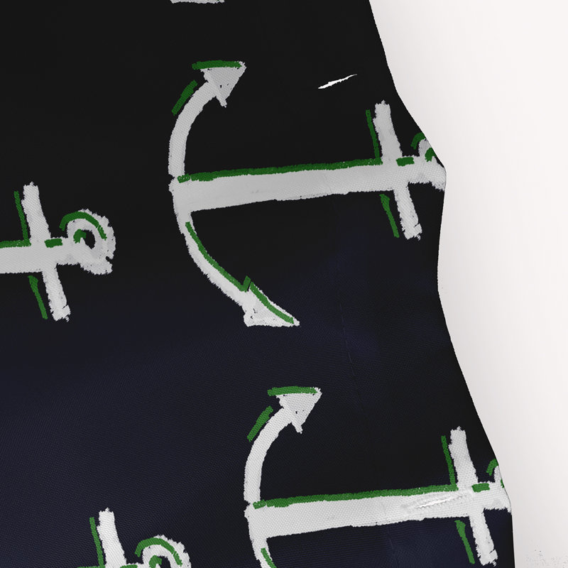 Rideau de douche simple Yancy, Bleu marine / vert