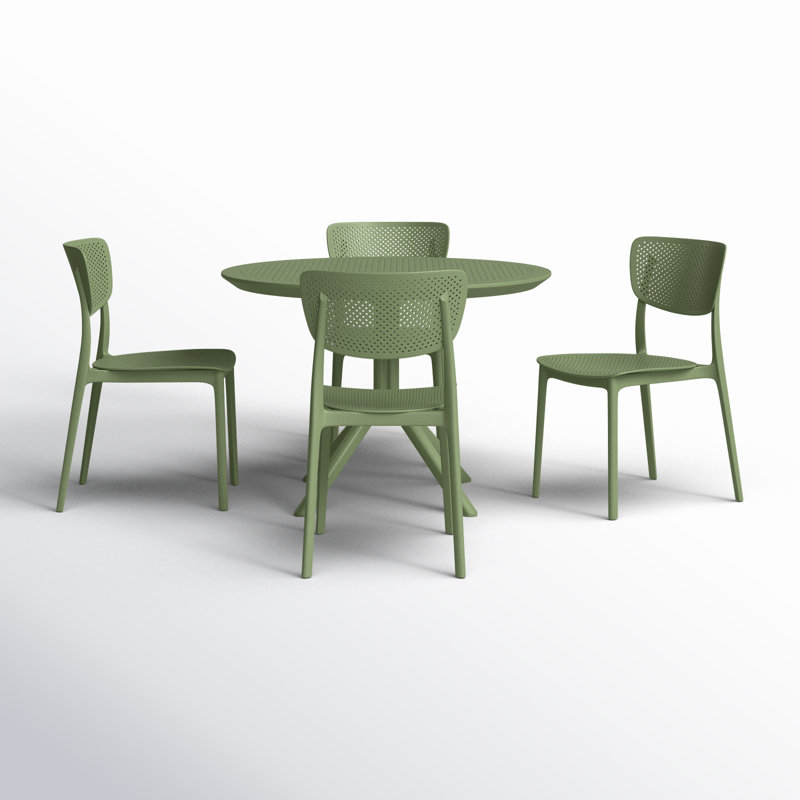 Farrah Lucy 5 Person Dining Set, Olive Green