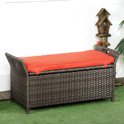 Outsunny Wicker Storage Bench in Brown