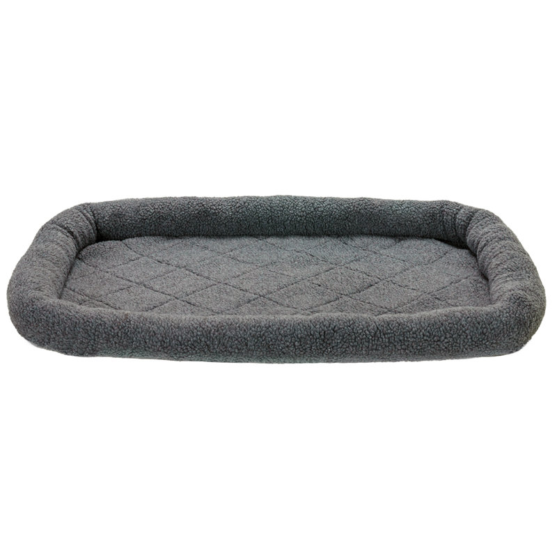 Faux Lambswool Crate Bolster Pet Bed, Large (23" W x 36" D x 2.70" H), Gray