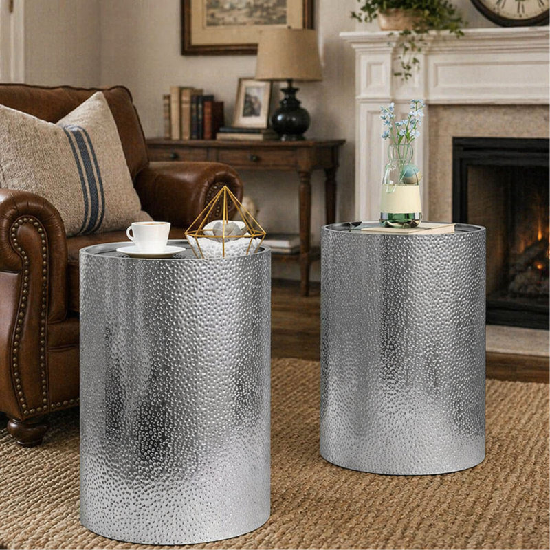Table d'appoint en métal, Argent
