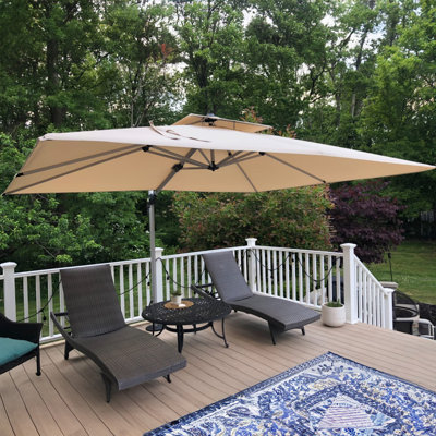 Gardette 9' x 11' Rectangular Cantilever Umbrella,Beige