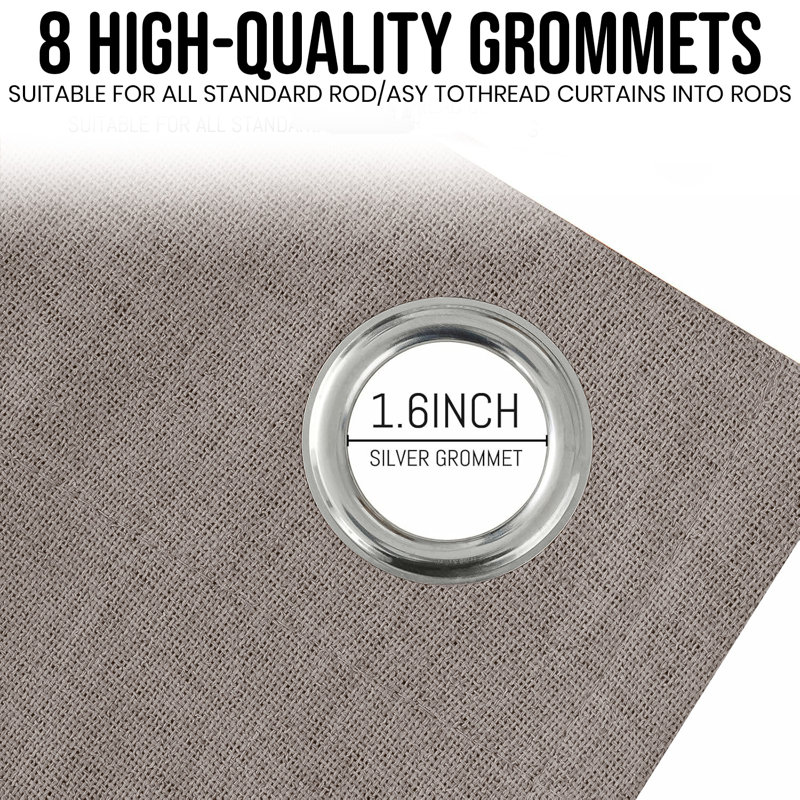 100% Linen Blackout Curtains with Eyelets – Ready Made (Set of 2), 168cm Width x 183cm Drop, Beige