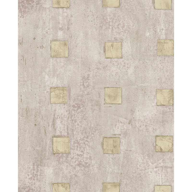  Papier peint imitation carrés Dixon Designs, Fumée lavande et brun clair métallique