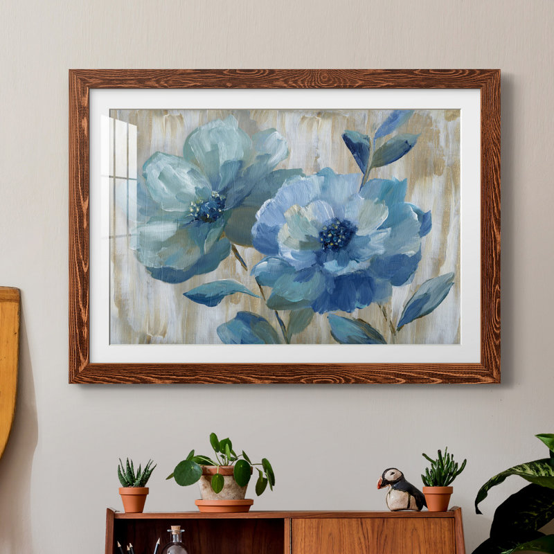 «Blue Duo» par J Paul, reproduction d'art sur papier encadrée, H 31,5 po x l 23,5 po x P 1,5 po, Brun