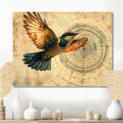 Art mural oiseau céleste, toile carte aviaire, carte oiseau céleste