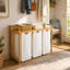 Panier à linge et tablette de rangement en bambou avec panier à linge à 4 compartiments-128582361-138202997