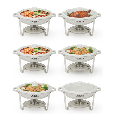 5QT Round White Chafing Dish Buffet Set of 2/4/6 for Parties, Weddings, Restaurants & Catering