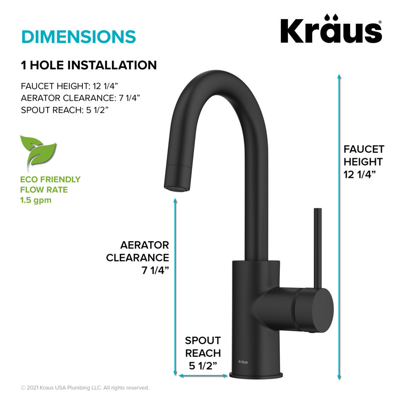 Oletto™ Single Handle Kitchen Bar Faucet, Matte Black