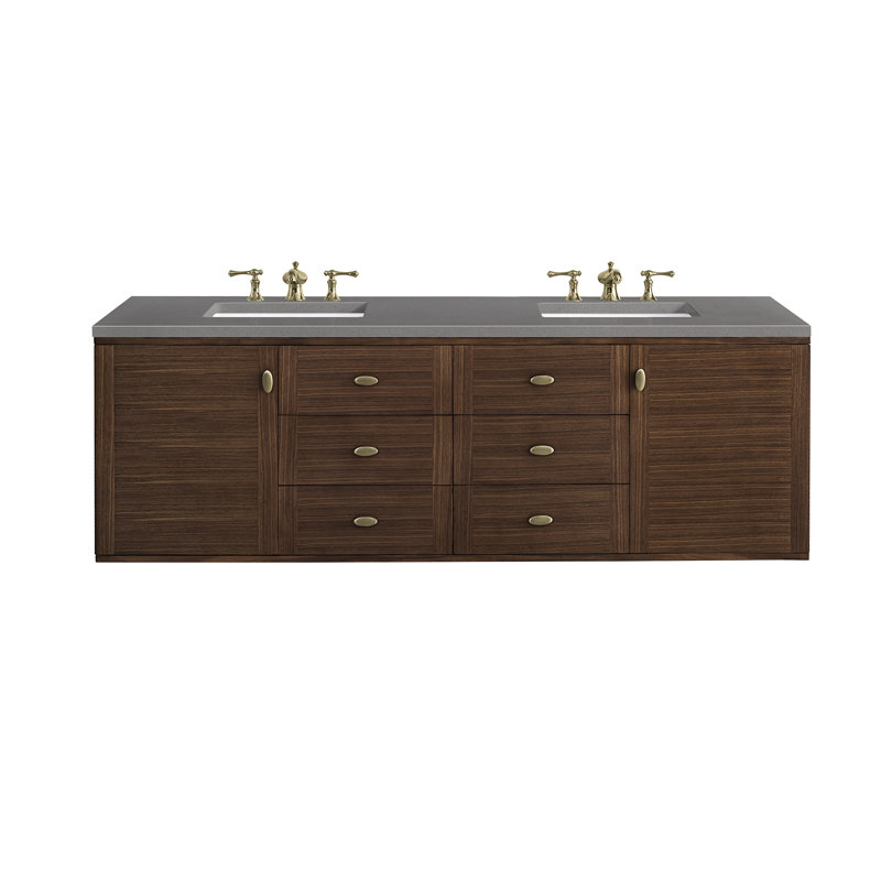 Amberly 60" Double Bathroom Vanity Set, Charcoal Soapstone, 8" Widespread, 72"
