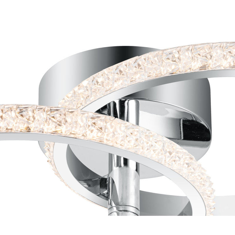 Cowan 3 Ring Built-in, Integrated LED, Modern Beaded Ceiling Light - 43x43x20cm, 3 step dimming, 3,000K Neutral white, Chrome