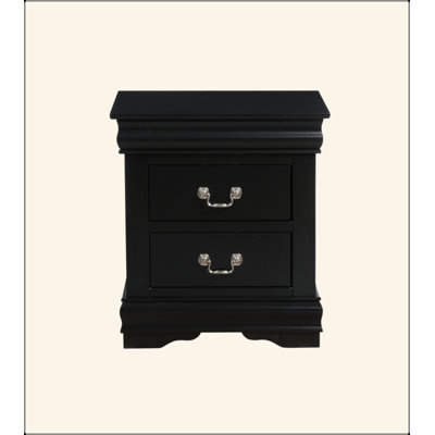 Retro Wood Nightstand With 2 Drawers