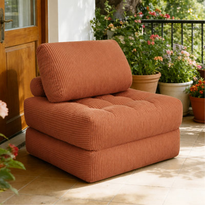 Pouf en velours côtelé de 180 cm (70,8 po) pour salon, chambre et dortoir, mini-canapé moelleux et confortable

- Orange