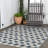 Drora Traditional Geometric Bold Gingham Navy/Cream Indoor/Outdoor Rug-2113435074
