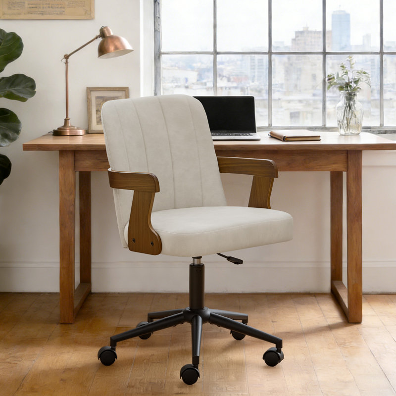 360° Rotating Medieval-Style Modern Office Chair, Beige