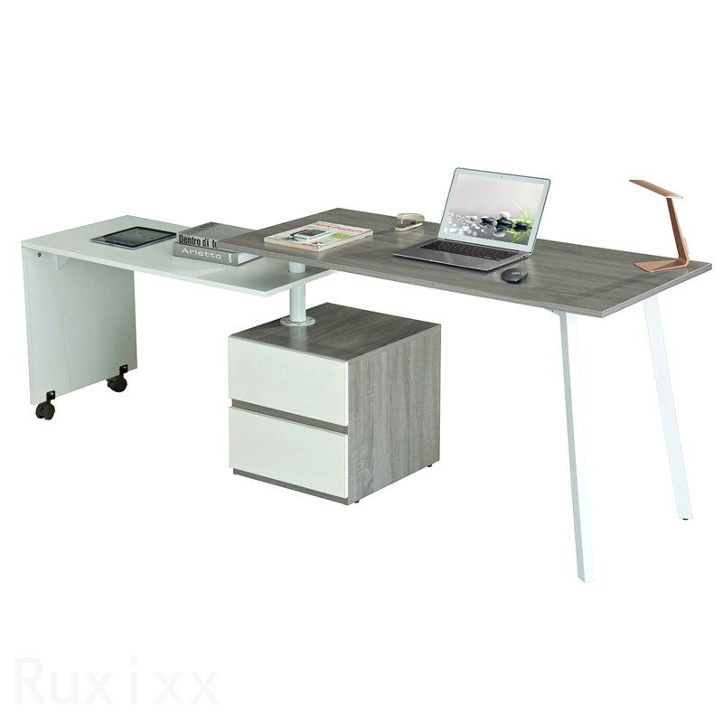 Rotating Multi-Positional Modern Desk, Grey