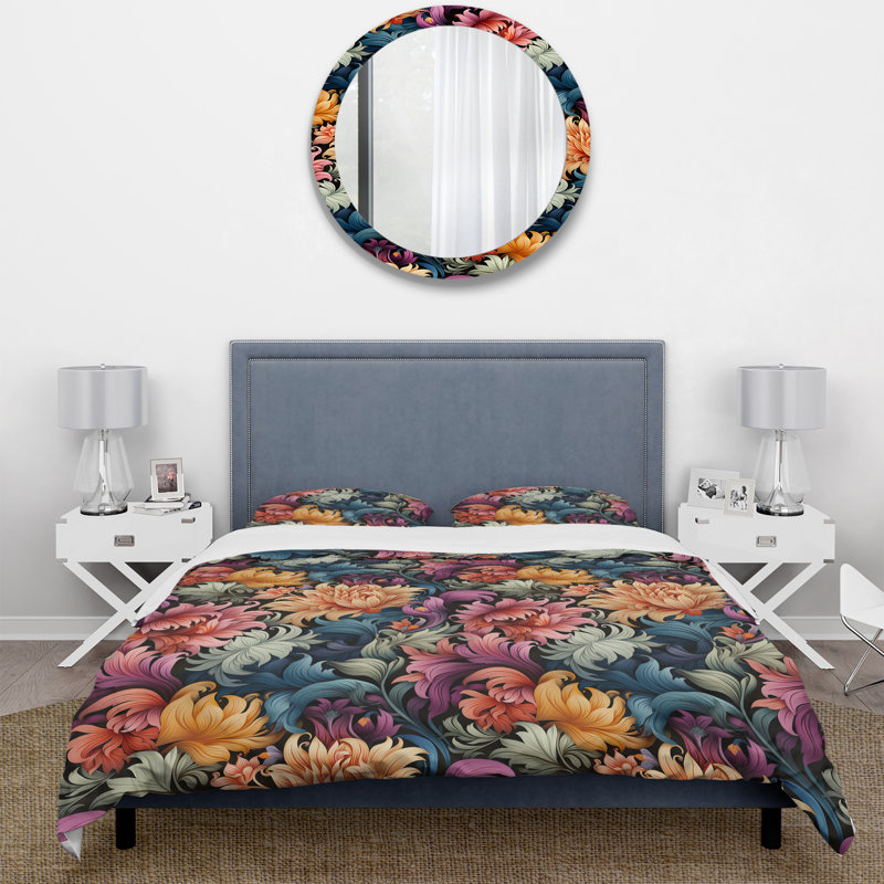 Ensemble de housse de couette Bouquet Brilliance Damask Medley - Damask, Housse de couette pour grand lit et 2 taies décor