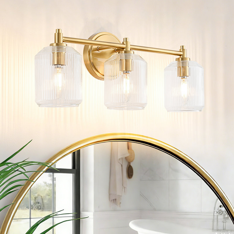 Applique murale moderne à 3 lumières Eastwood, H 8,75 po x l 21 po x P 6 po, Trois lumières, Laiton brossé