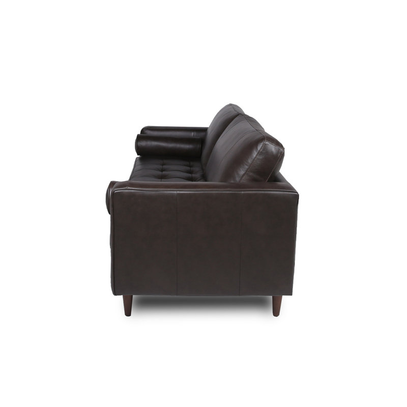 Canapé en cuir capitonné Mid-Century, Espresso