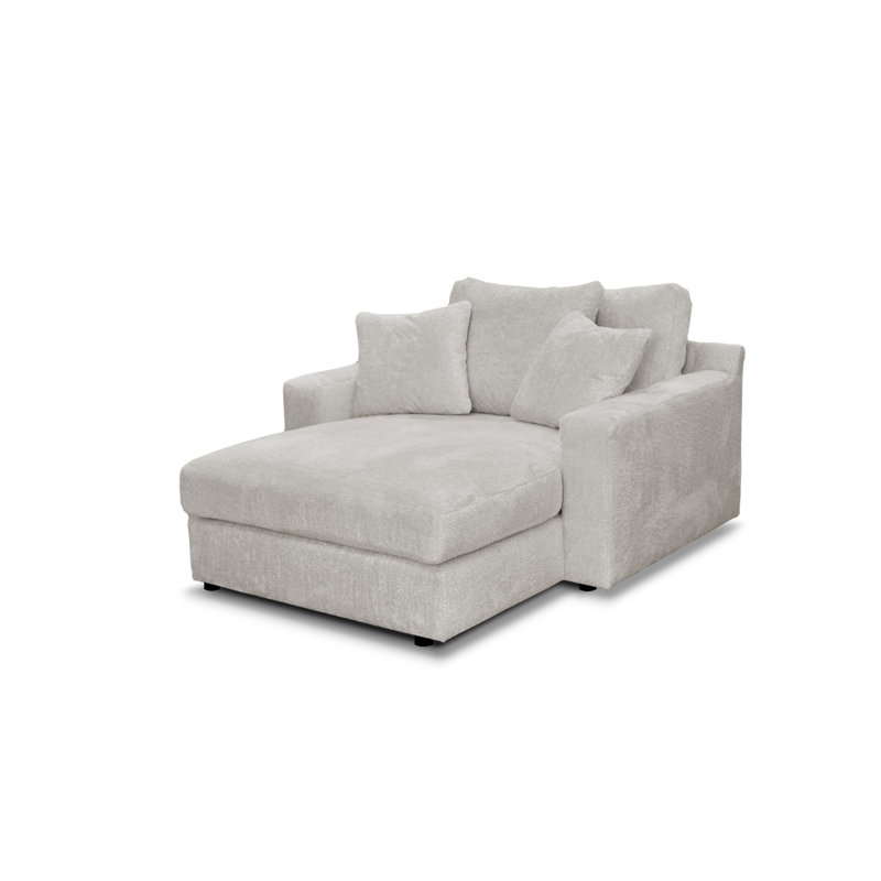 Caegan Upholstered Chaise Lounge, Dove Boucle