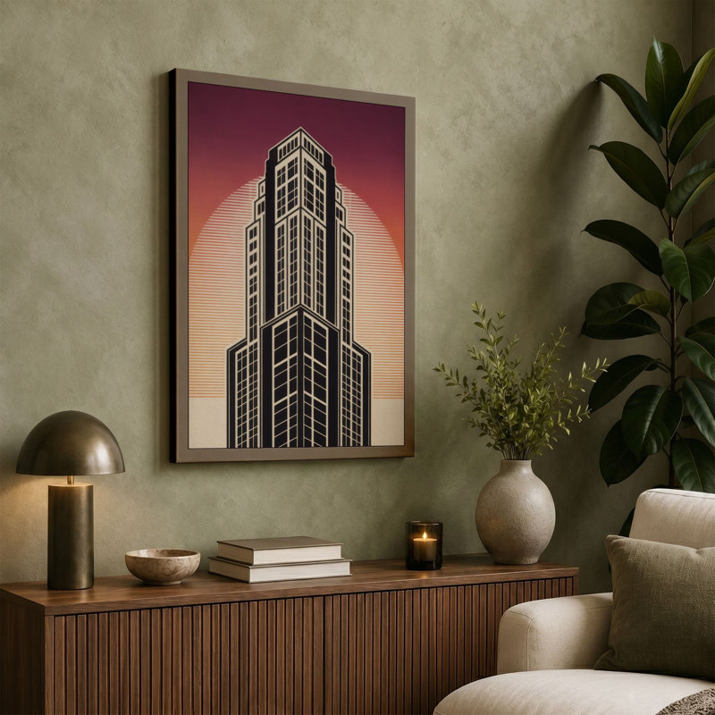 Skyward Art Deco - Wrapped Canvas, 36x24 - 91.4 x 61.0 cm, Cream Border