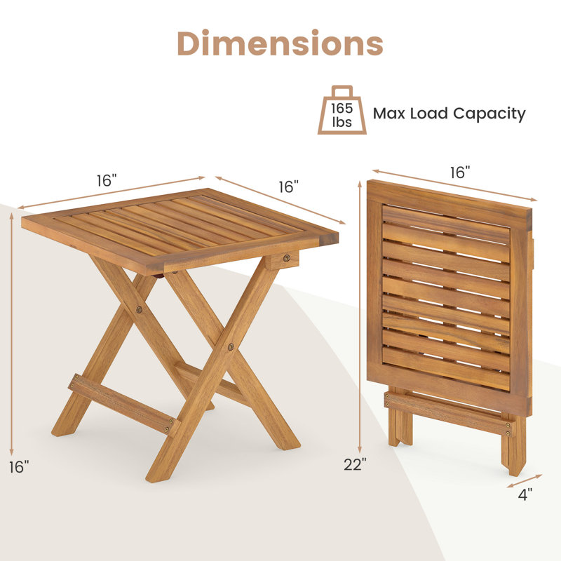  Table d'appoint d'extérieur pliante en bois d'acacia, 1
