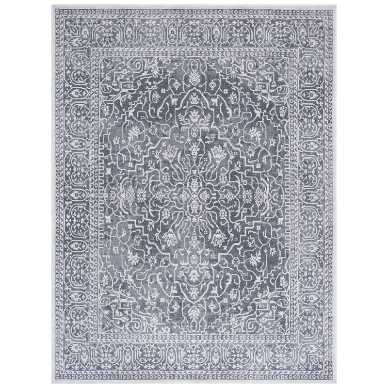 Calidia Power Loom Dark Gray/Cream Rug, Rectangle 10' x 14'