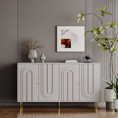 Buffet Amal en bois laqué gris moderne Amal