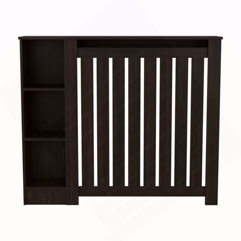 Armoire pour radiateur, 3 tablettes, wengé noir, Black