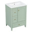 Meuble-lavabo vert 24 po avec rangement, tablette réglable, panneau de fibres à densité moyenne et bois d'hévéa | Idée de cadeau