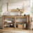 Console 59 po en bois avec 3 tablettes de rangement, naturel