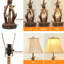Lampes de table en bois 25 po avec USB et veilleuse à 3 voies