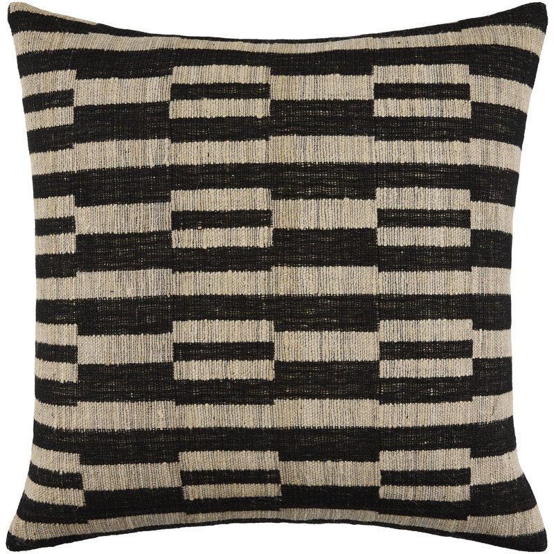 Coussin décoratif Marzano, Noir / Beige, Carré 20 po, Polyester