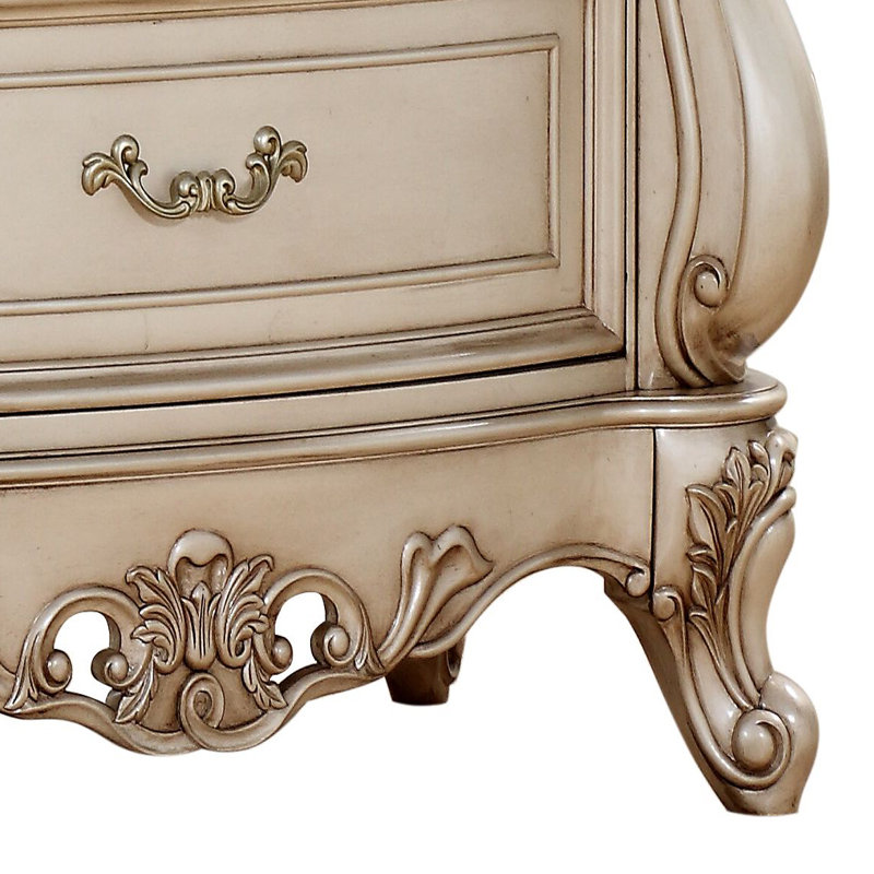 Commode 5 tiroirs Mitcheldean en ivoire doré