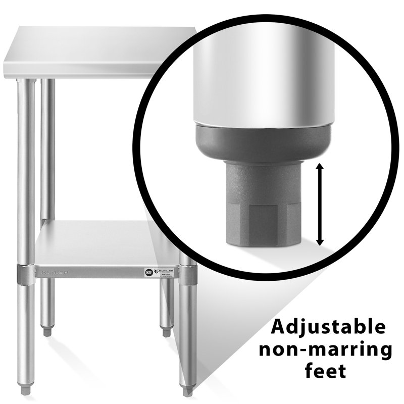 KUTLER Stainless Steel Commercial Prep Table with Wheels