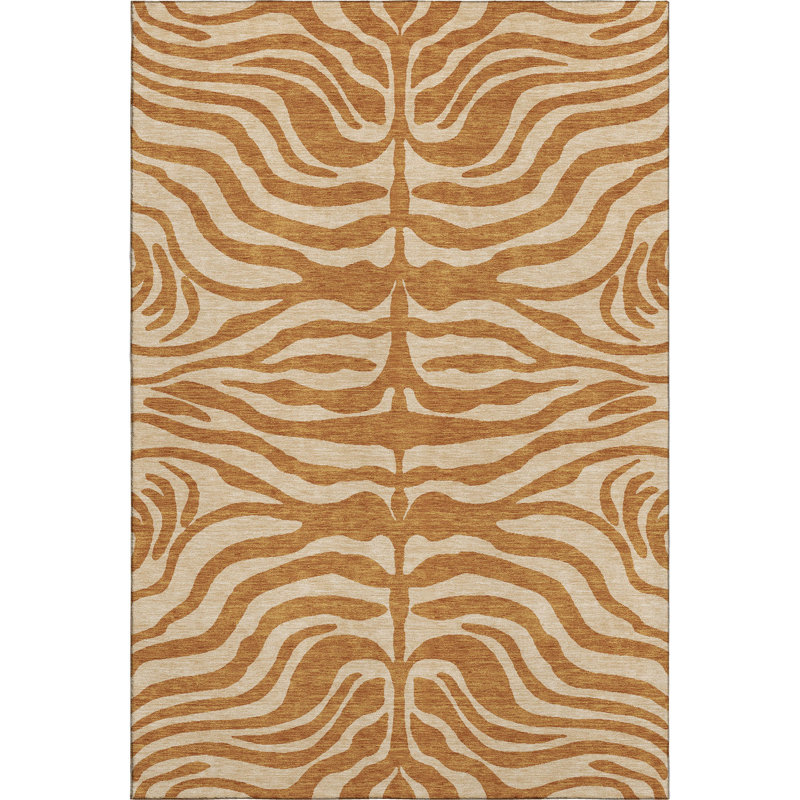 Tapis à imprimé animal de qualité supérieure lavable à la machine Kian AMF1042, Rectangle 2 pi 6 po x 3 pi 10 po