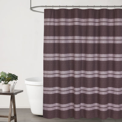 Ruvanti Shower Curtain Poly Cotton Striped with 12 Hooks Standard 72x72 inches