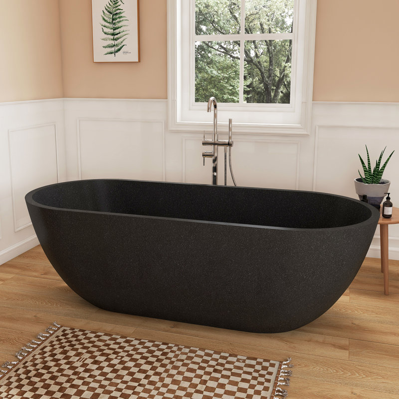 Baignoire de trempage autoportante en béton à surface solide 69 po Fslefay Terrazzo