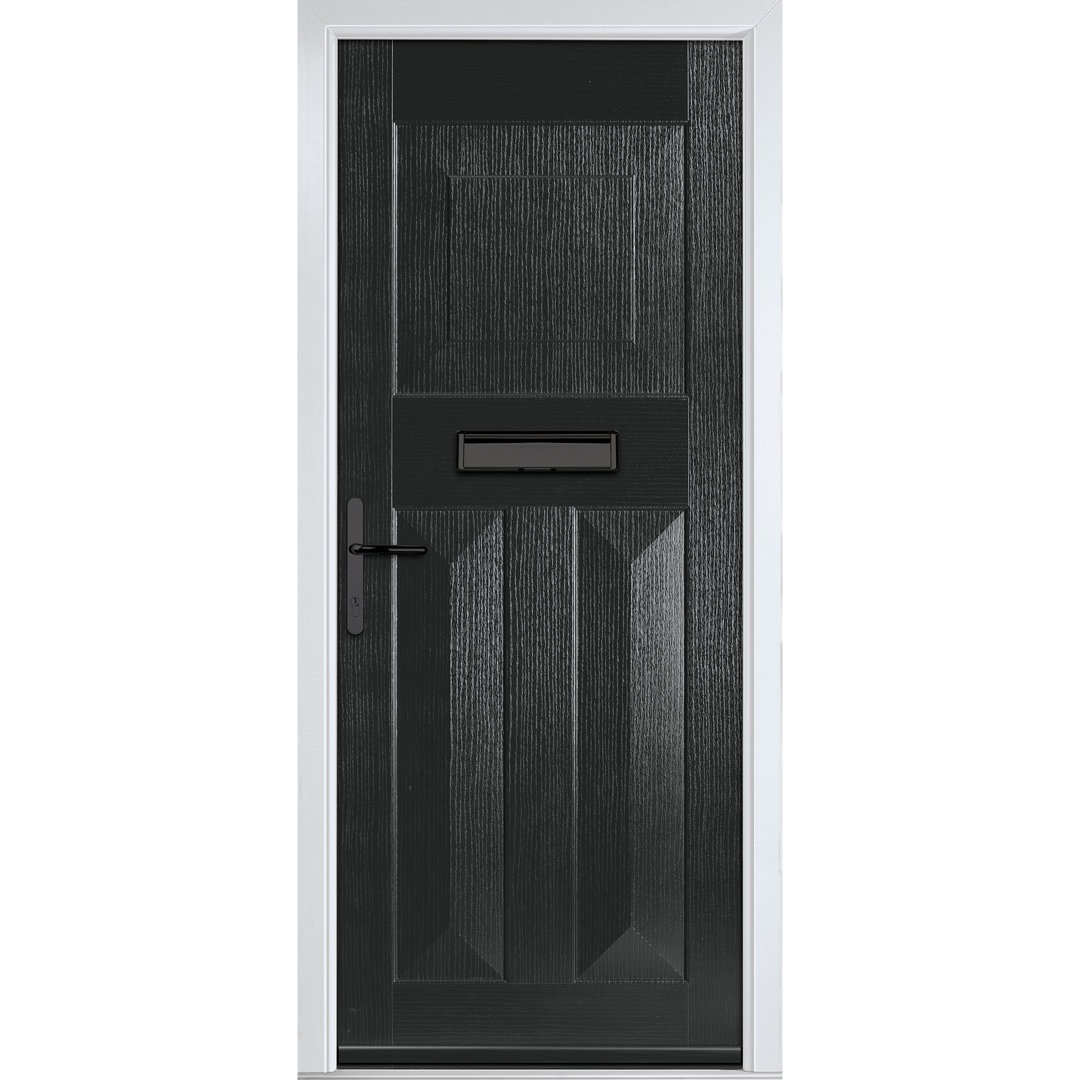 Crystal GRP Front door Eaton Solid Green 890mm x 2090mm Open in Left hand None Glass
