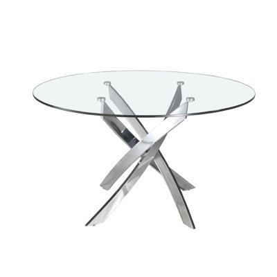 Round tempered glass dining table